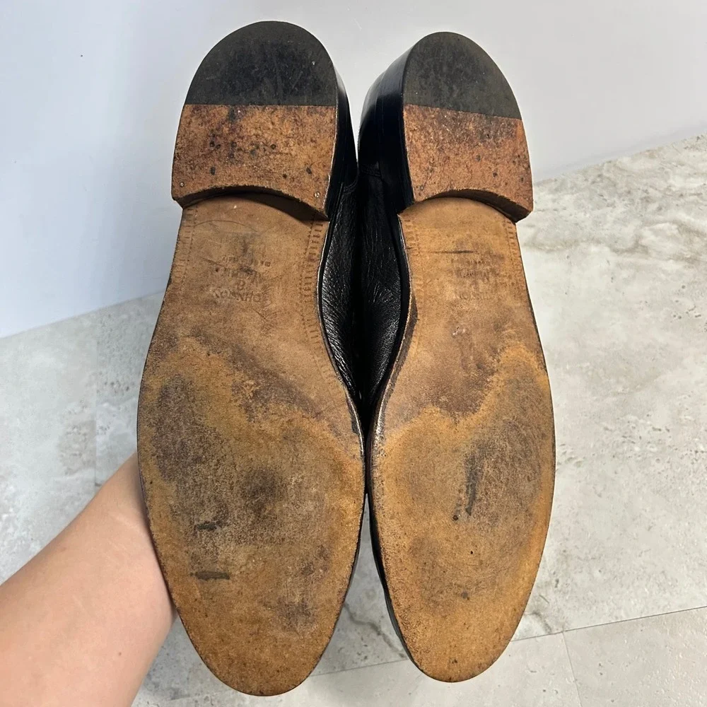 Johnston & Murphy Cellini Loafers Black Leather Mens 10 M Tassel Kiltie Italy